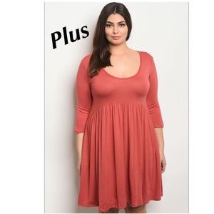 Plus Size Brick Jersey Dress NEW